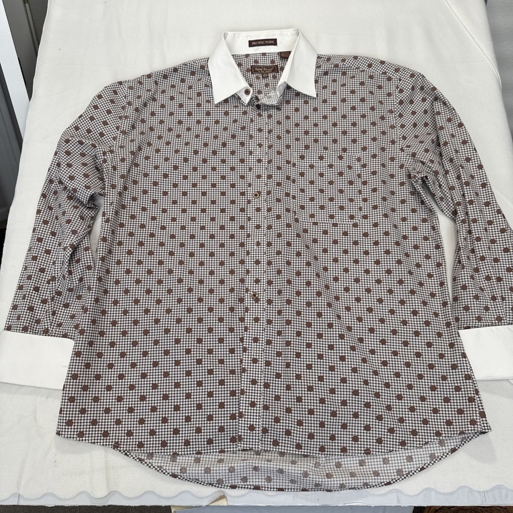 Henri Picard by Don Johnathan 17.5  34/35 french cuff dress shirt Single Needle